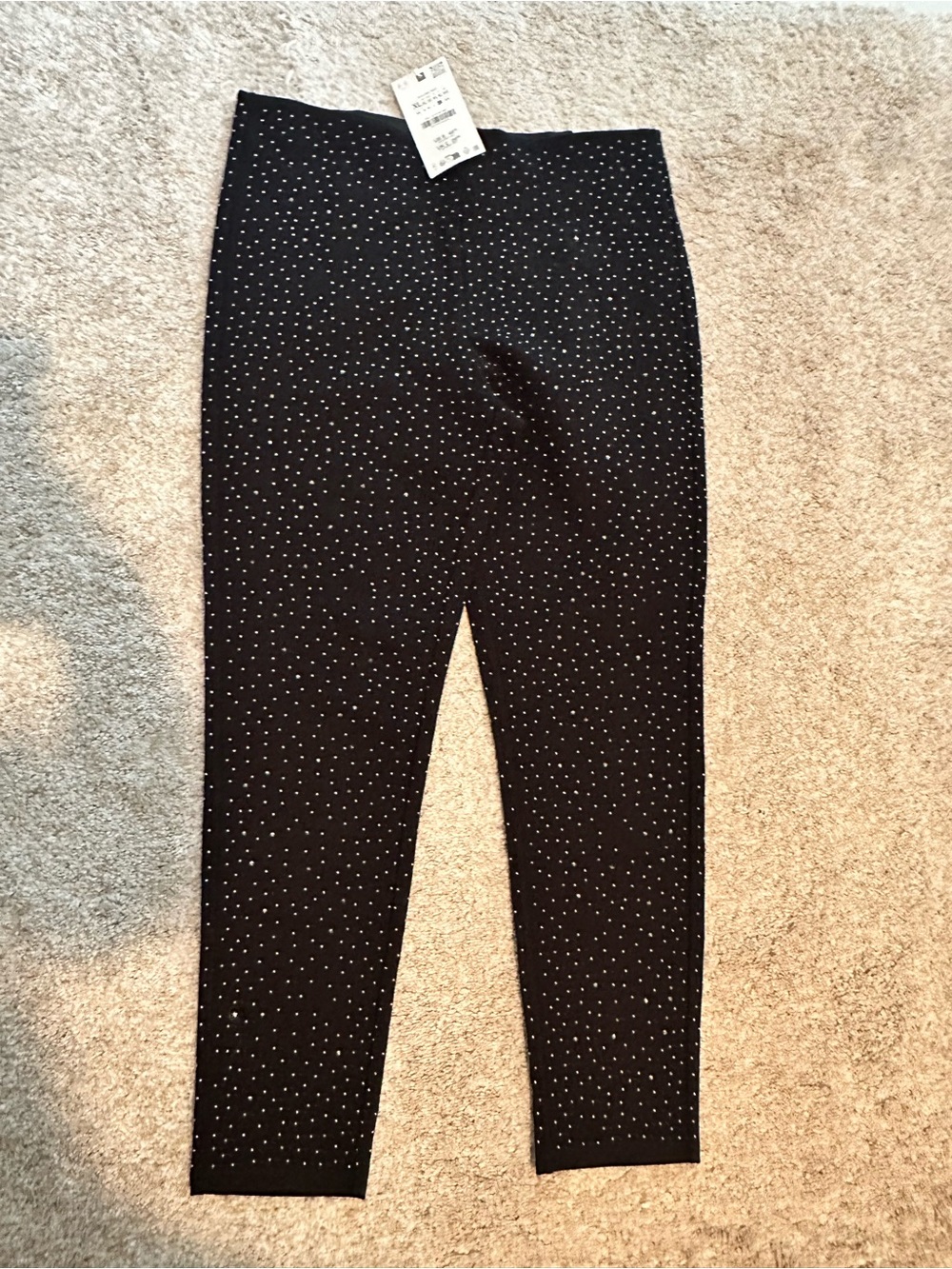 Black Sparkle Leggings with Dot Embellishments
